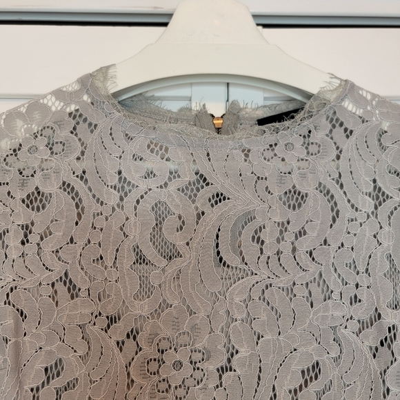 VICI Shift Dress Gray Cotton Lace Eyelet Embark In Style Women's Small High Neck - Picture 3 of 15